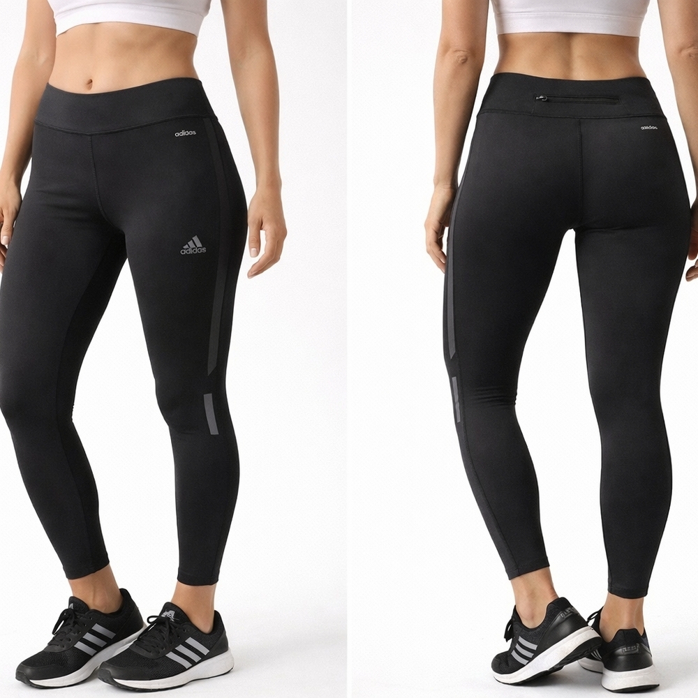 Adidas Climacool Energy Running Leggings Black 7/8‎ Length Size M Reflective